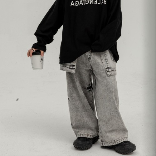 Boys' Jeans with Waist Seal 2024 Spring Children's Casual Pants for Boys Stylish One-Piece Pants