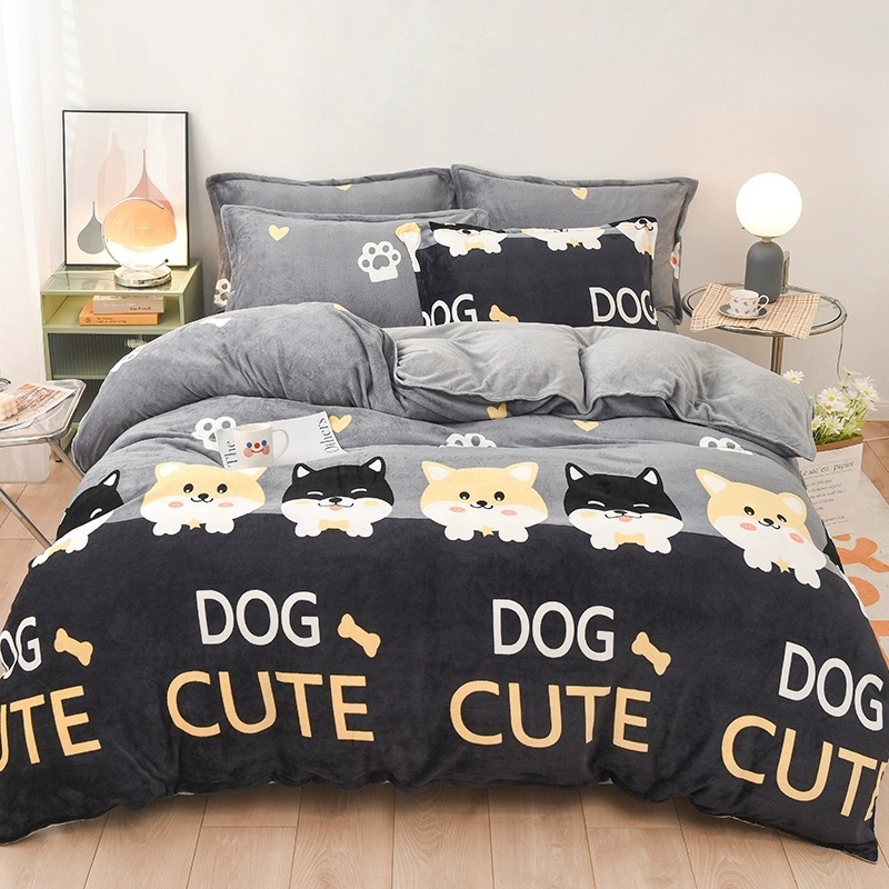 Funda de edredón de terciopelo de leche de invierno Funda de edredón de terciopelo de coral de una sola pieza más terciopelo grueso de doble cara 150 individual 180x200x230