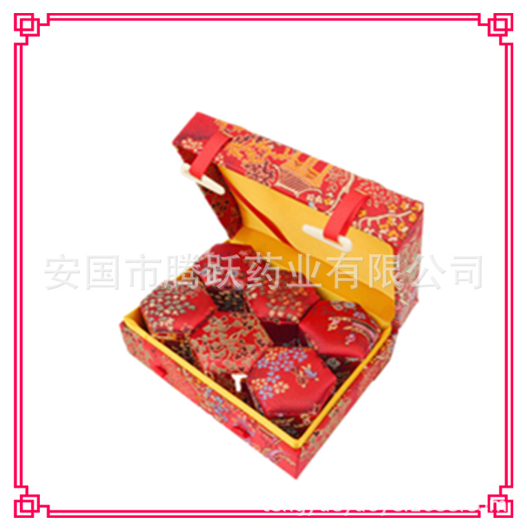 Red Brocade Gift Box Set of 6 Empty Jewelry Display Boxes with Hanging Cord 16x12x6.5cm overview