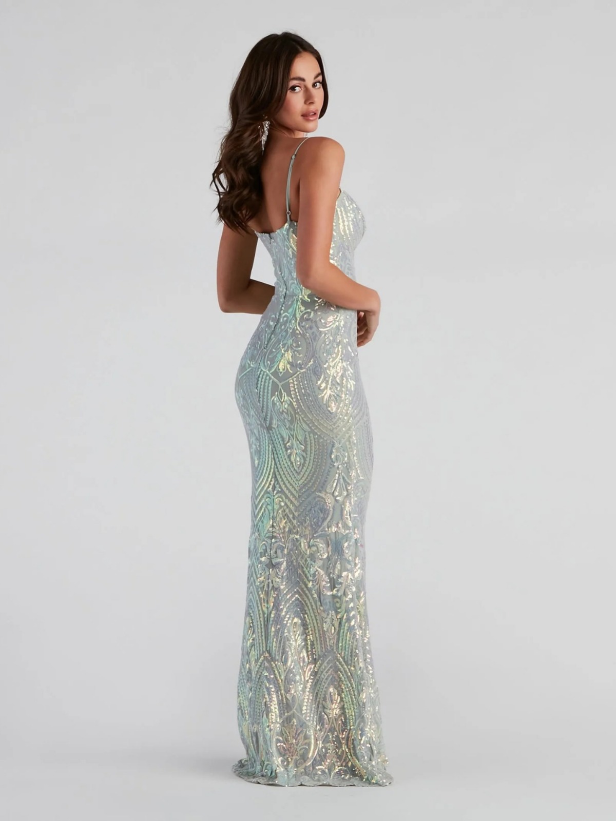 Vestido de noche de piso con lentejuelas con cuello en V sexy europeo y americano transfronterizo, vestido de fiesta de banquete de temperamento elegante, ropa de mujer image 3