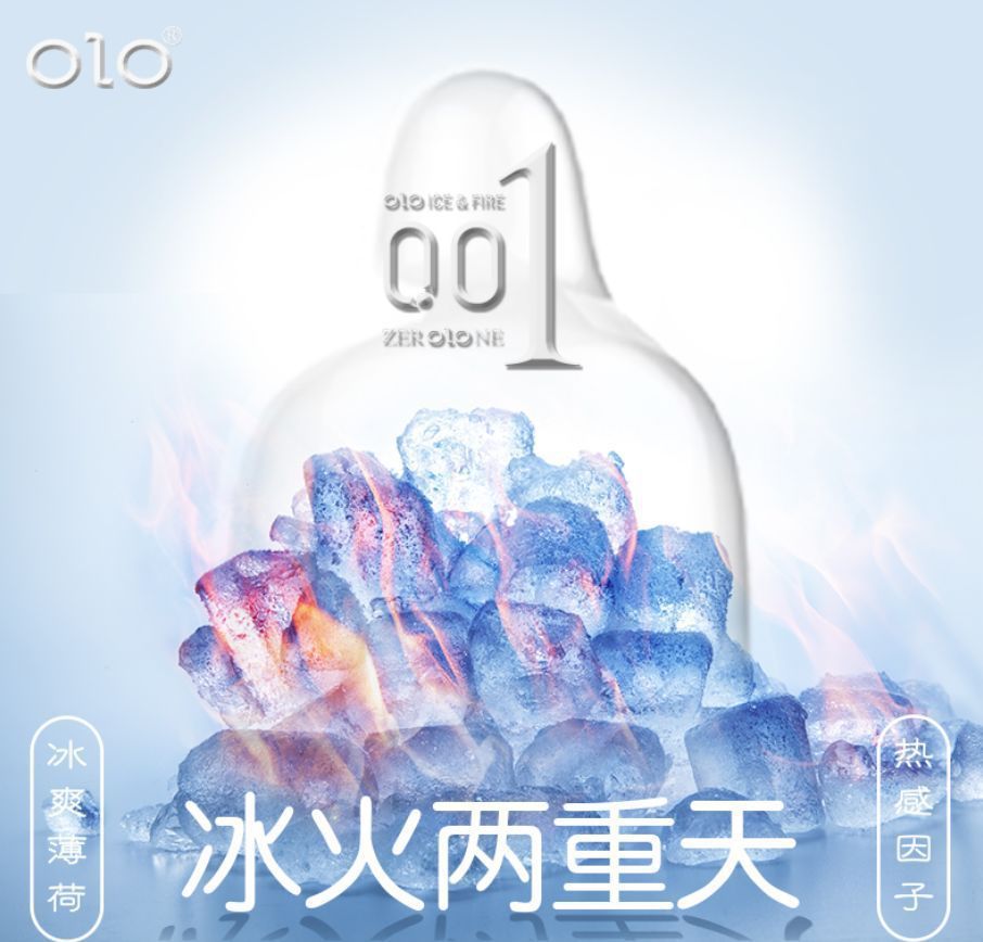 OLO Delay Ejaculation Condoms, Hyaluronic Acid Lubricated, Ice and Fire, 10-Pack — detail image 11
