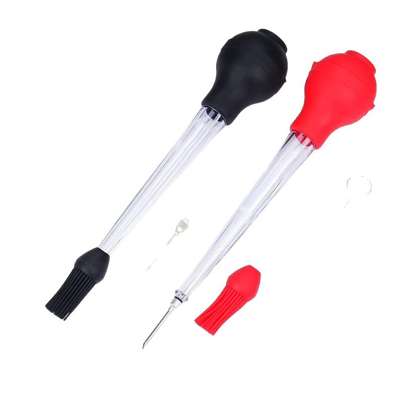 In-stock silicone turkey injector, barbecue seasoning injection pump, flavoring tool with cleaning brush