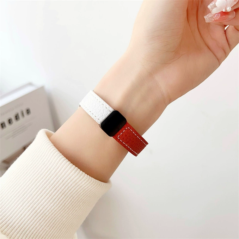 Подходит для ремешка с узором «личи» Ultra789, тонкий ремешок для Apple Watch 4/5/6/SE
