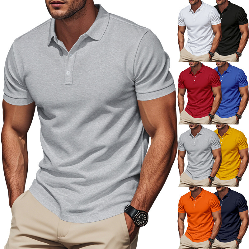 Camisa POLO de polo de secado rápido simple para hombres europeos y americanos transfronterizos, caballero de golf, solapa suelta y transpirable, manga corta