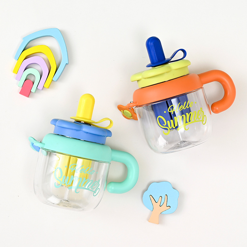 Vaso grande con flor y asa | Taza plástica resistente a altas temperaturas