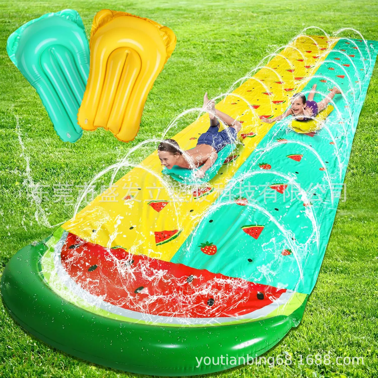 Надувная водная горка, уличная игра на газоне, водный коврик, двойной спринклерный коврик для серфинга, коврик для распыления арбуза, водная горка