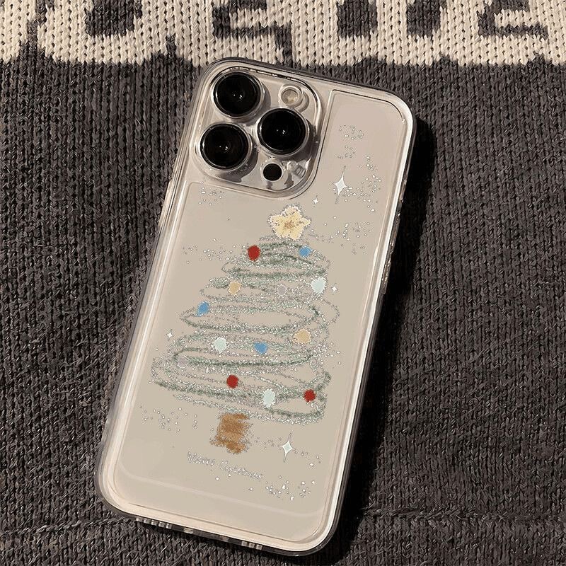 Snowflake Christmas Tree Suitable for Iphone17Promax Mobile Phone Case Apple 16Plus Transparent 15 Creative 14/13 Snowflake Christmas Tree Suitable for Iphone17Promax Mobile Phone Case Apple 16Plus Transparent 15 Creative 14/13