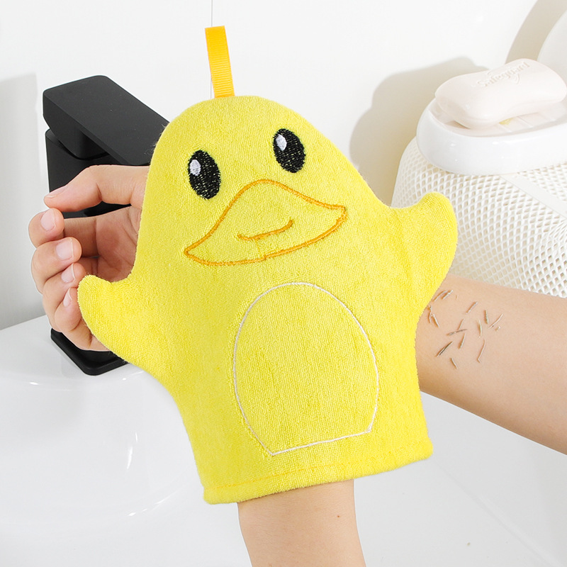 Toalla de baño de arena fina de doble cara para niños barro fuerte engrosada tela de baño gris hogar espalda guantes de baño artefacto