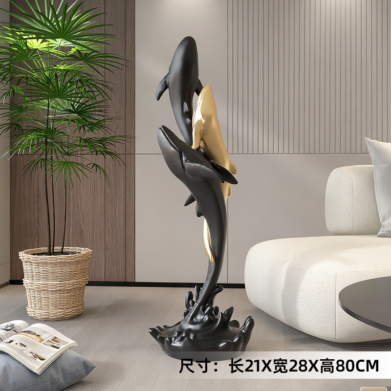 Art de escultura de ballenas de lujo ligero gran lámpara de piso artesanía decoración para el hogar decoración sala de estar TV gabinete junto al sofá