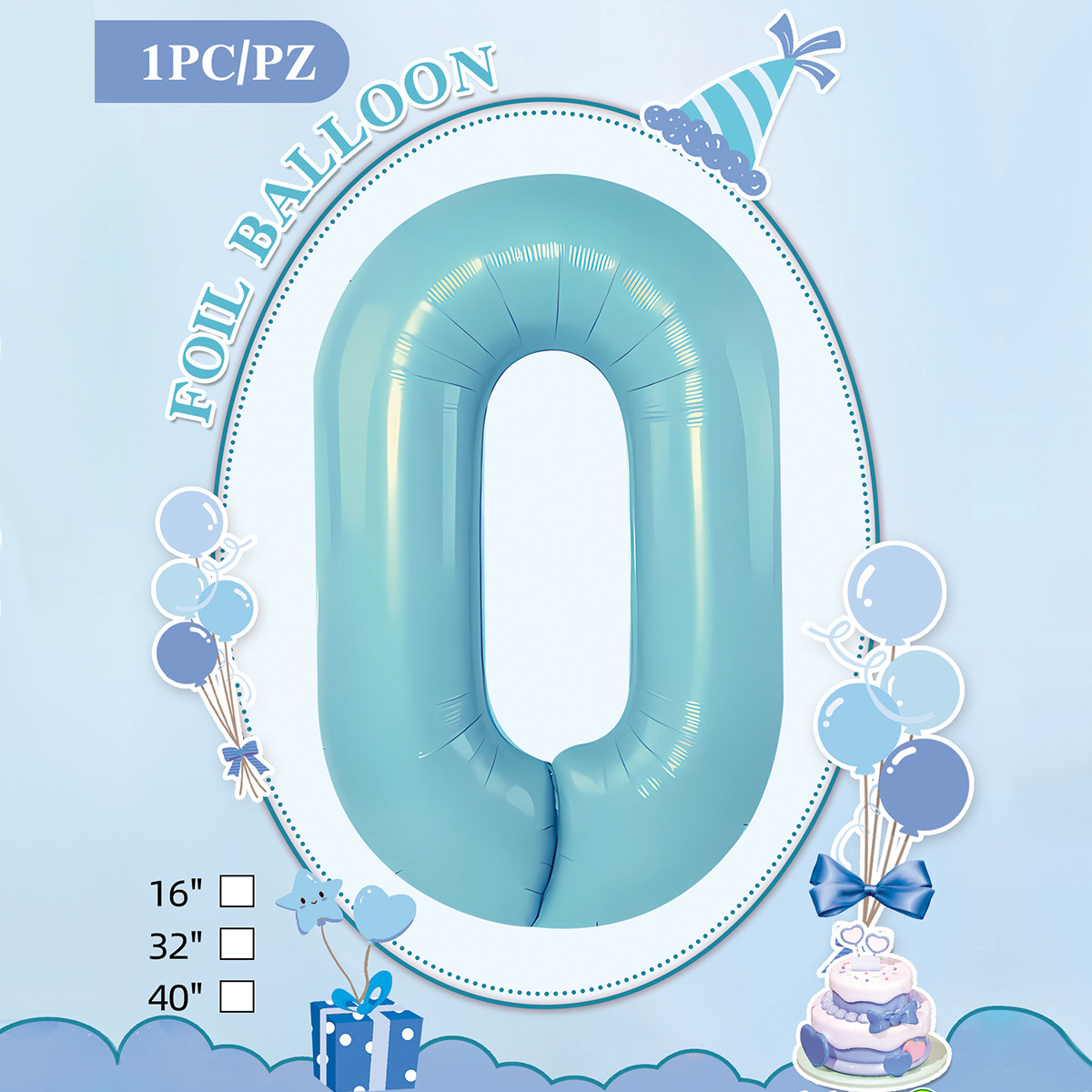 Embalaje de tarjeta de papel independiente digital de cumpleaños impreso en blanco de 32 pulgadas, decoración de fiesta de la versión estadounidense, película de aluminio, decoración de globos de papel de aluminio