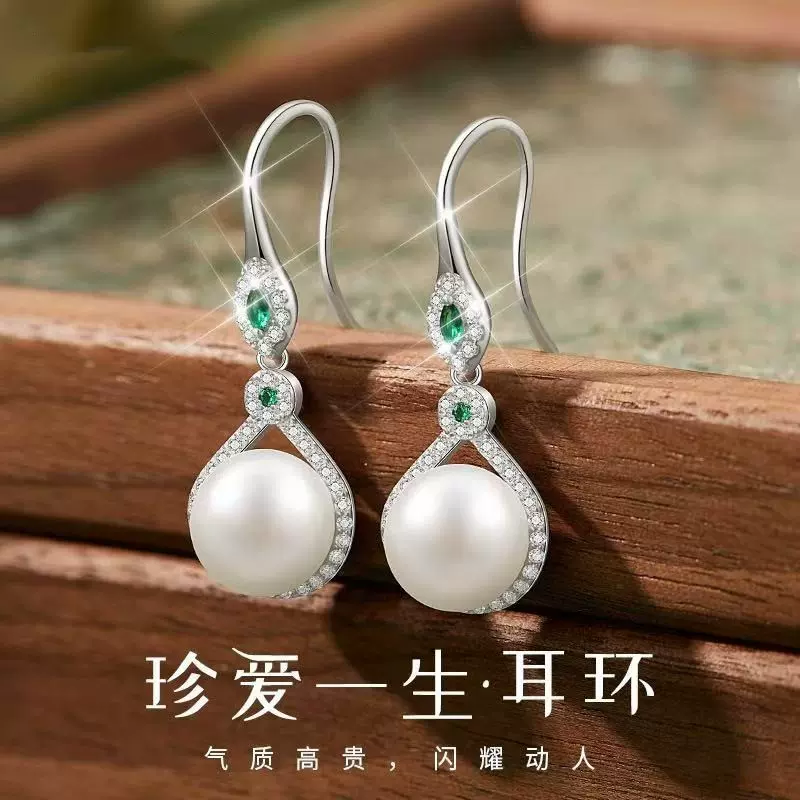s999纯银天然淡水珍珠耳环女2025新款简约高级感耳饰母亲节礼物