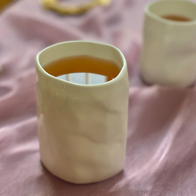 简约褶皱骨质瓷陶瓷瓷器主人杯水杯马克杯茶杯手捏陶瓷杯定制厂