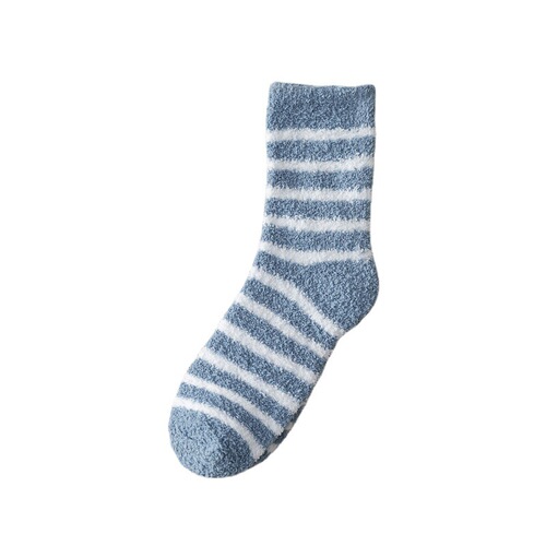 Coral velvet socks men's autumn and winter thickened mid-calf socks thickened home floor sleeping socks striped