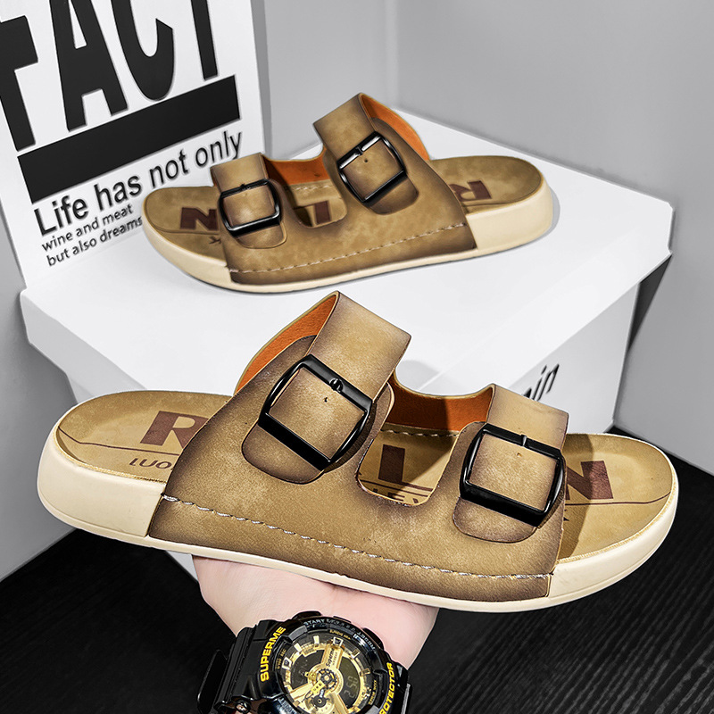 Nuevas sandalias de moda boutique transfronterizas para hombres, sandalias de calidad para interiores y exteriores, zapatos de playa transpirables casuales británicos