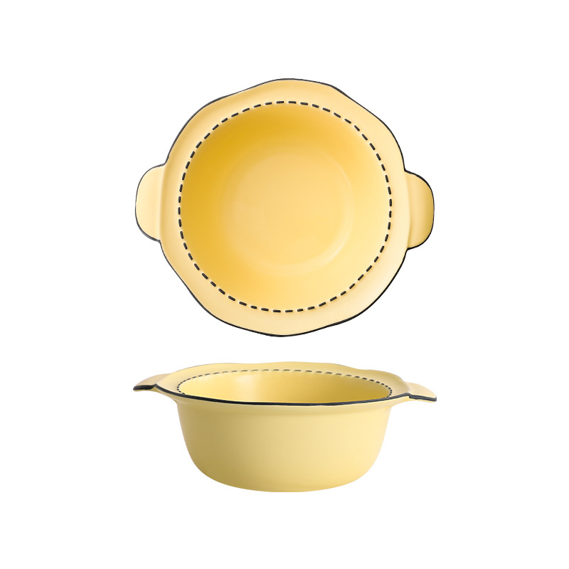 Estilo japonés vajilla de cerámica del hogar bajo vidriado color tazón plato de arroz mulanxi alto valor de color Tazón de fuente plato celebridad de Internet plato traje