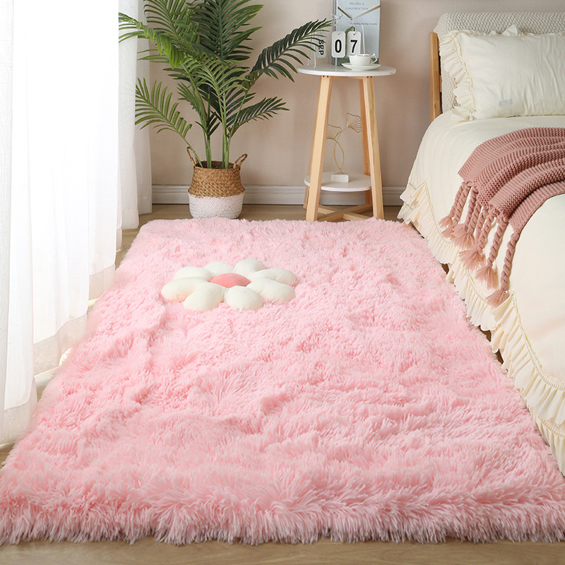 Alfombra mullida para dormitorio – tapete largo junto a la cama o sala, felpa suave, estilo acogedor