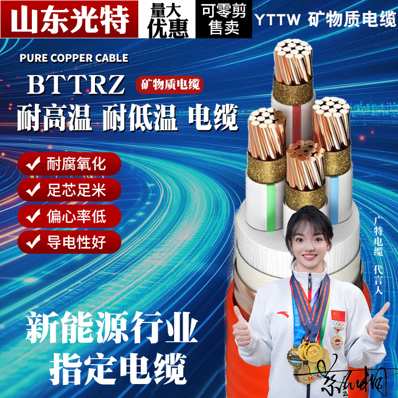 国标BTTRZ无机矿物质金属护套绝缘防火电缆YTTW3*150+2*95平方5芯