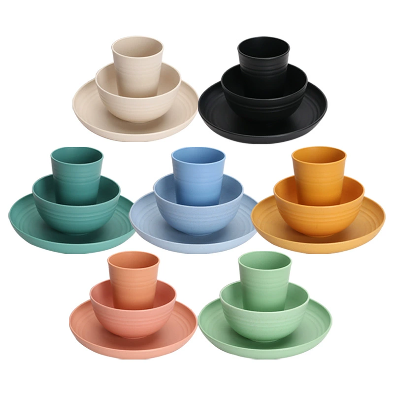 Трансграничная пшеничная солома чашка чашка для 6 человек набор для домашнего использования Amazon черная посуда портативный подарочный набор