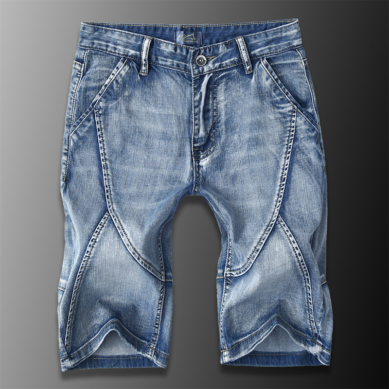 Summer Plus-Size Men's Denim Shorts, Thin and Loose, Korean Style, Mid-Length, Large Size, Knee-Length Shorts