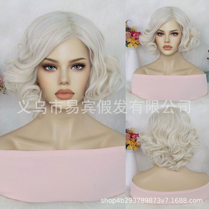 Ebin Amazon AliExpress Marilyn Monroe Wig Blonde European and American Women's Short Curly Hair