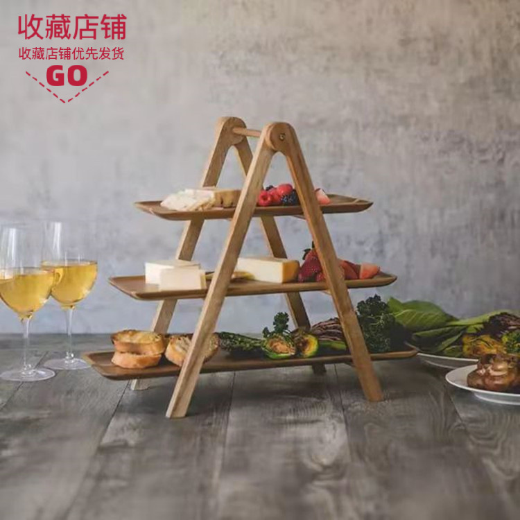 De tres capas plegable picnic almacenamiento rack pastel comida caramelo té fiesta bandeja postre pastelería estante de almacenamiento mesa de hotel