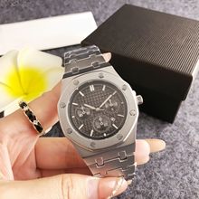 精致八边形多功能表精钢链带黑盘男士高端格调休闲商务表