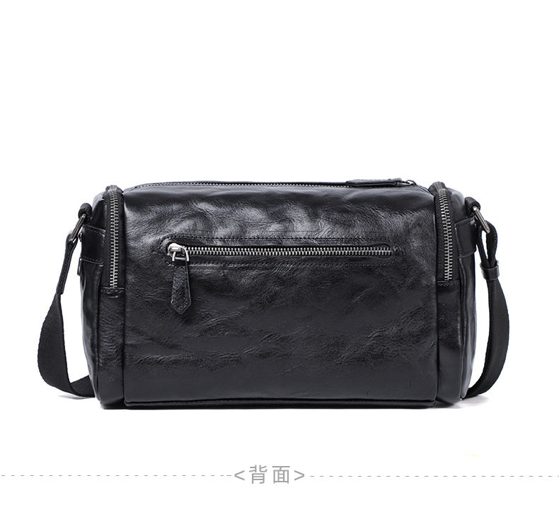 Túi đeo chéo nam da bò thật vân vân tay, túi đeo vai nhỏ gọn 29×11×17 cm — Màu đen chi tiết 12