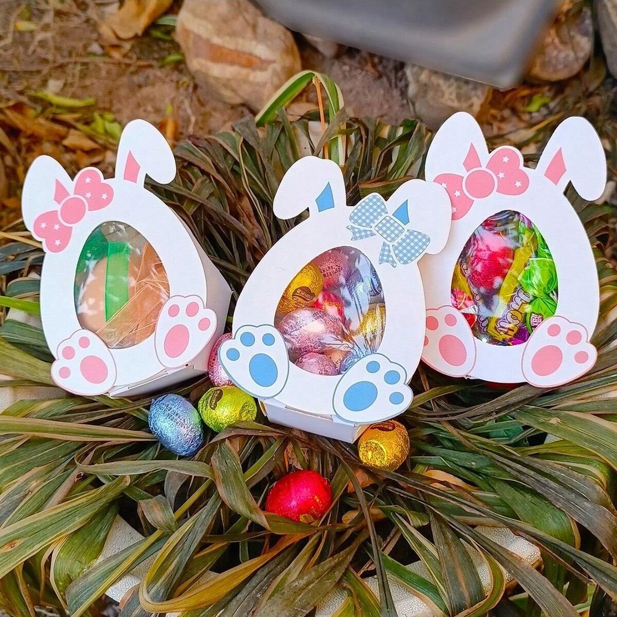 Cross-Border New Easter Decoration Candy Rabbit Ears Packaging Box Easter Egg Egg Carton Party Party Supplies