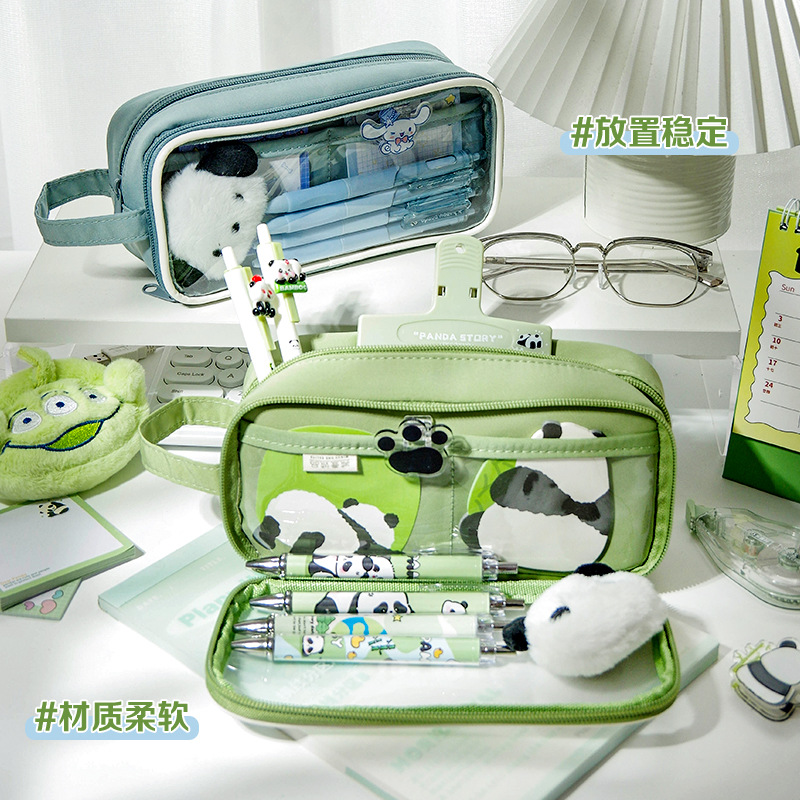 Transparent Pain Bag Pen Pouch Large Capacity High-Beauty Simple DIY Student Stationery Box Middle School High School Girl Storage Bag