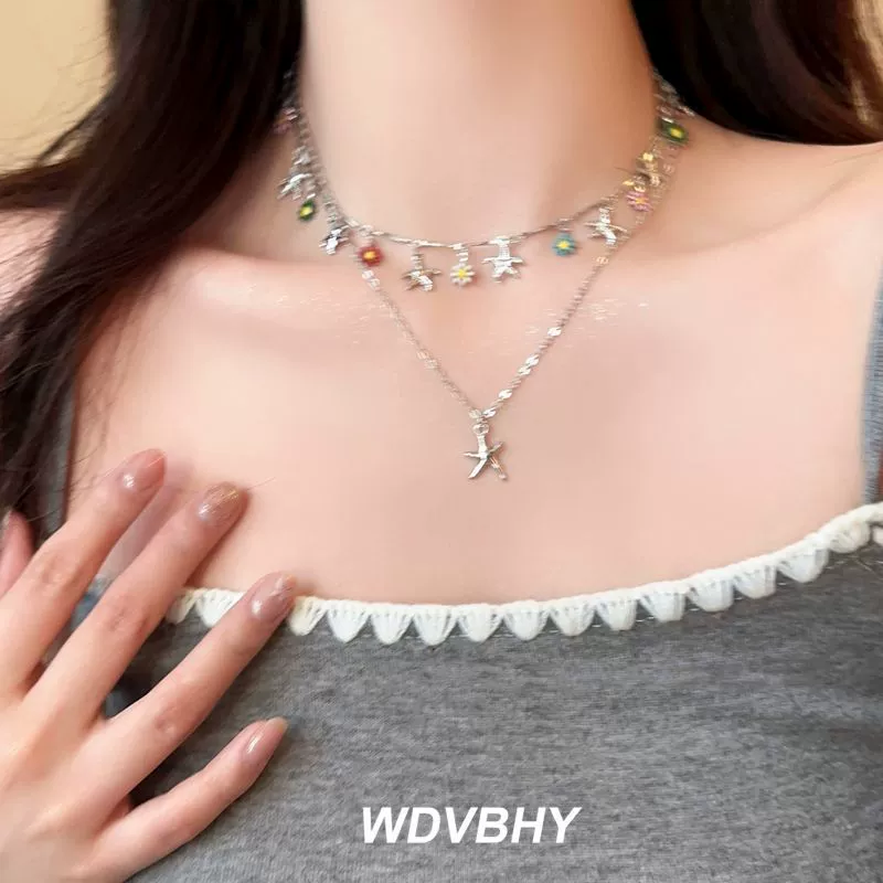 Слойное ожерелье со звездочками, универсальная цепочка для ключей или сумки, не тускнеет
