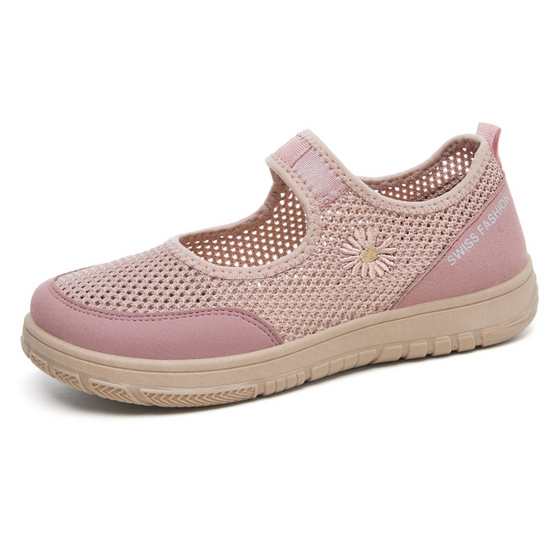 Zapatos de malla primavera y verano para mujer nuevos zapatos de un solo pedal moda moda zapatos de madre sandalias transfronterizas zapatos de mujer transpirables casuales