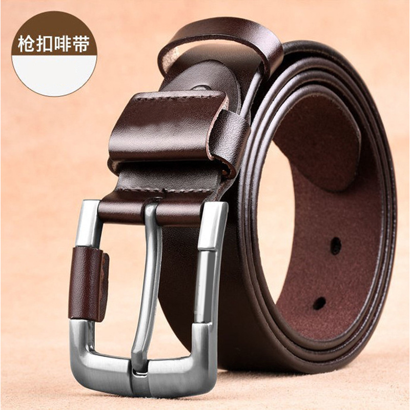 Fabricante de cinturones, venta directa, cinturón de cuero genuino para hombres, cinturón con hebilla, cinturón popular transfronterizo, hebilla de bolso de cuero de vaca