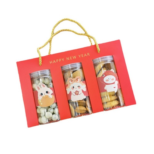 2024 New Year Cookies Nougat Snowflake Crisp Hand Box Gift Box Red Creative Year of the Dragon Candy Box Western Dessert Box