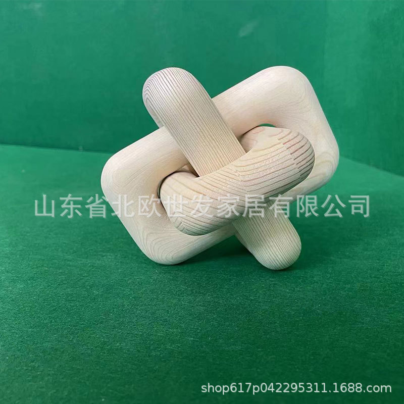 木製チェーン工芸品三環ボタン木製家庭芸術置物3環楕円木結三環チェーン|undefined