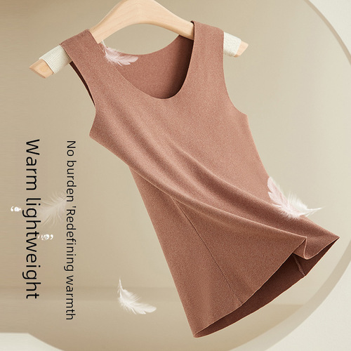 Women's Autumn/Winter Double-Side Flocked Self-Heating Insulating Vest Top for Innerwear, Slim Fit Insulating Cardigan