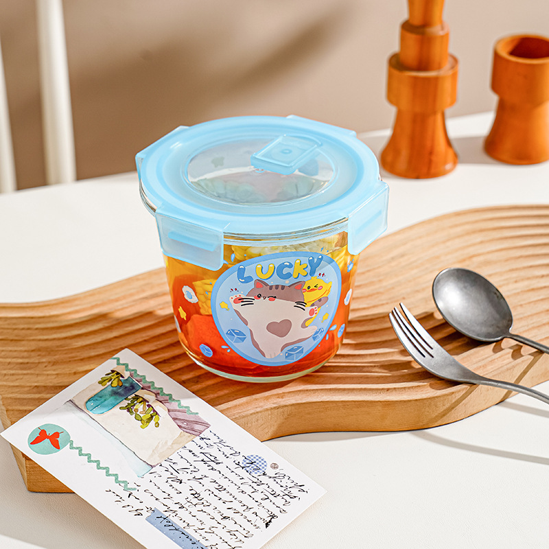 Tazón de sopa de gran capacidad caja de almuerzo de trabajador de oficina con tapa caja Bento horno microondas calefacción tazón de vidrio especial caja de almuerzo de aislamiento