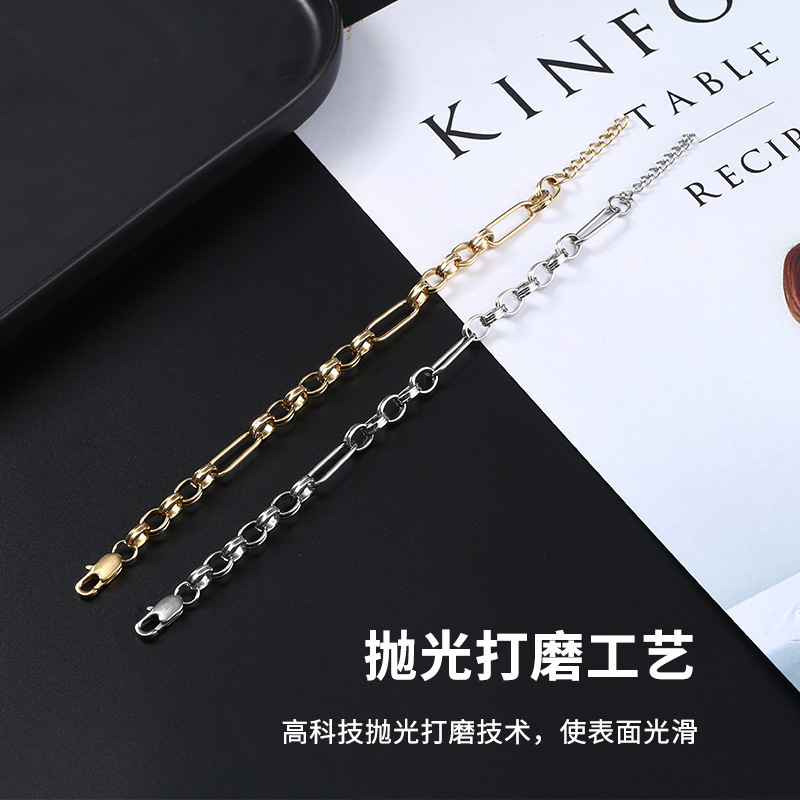 Wholesale Bracelet Ins Internet Celebrity Savi Same Style Stainless Steel Electroplated 18K Gold Chain Rock Punk Thick Chain Bracelet Wholesale Bracelet Ins Internet Celebrity Savi Same Style Stainless Steel Electroplated 18K Gold Chain Rock Punk Thick Chain Bracelet