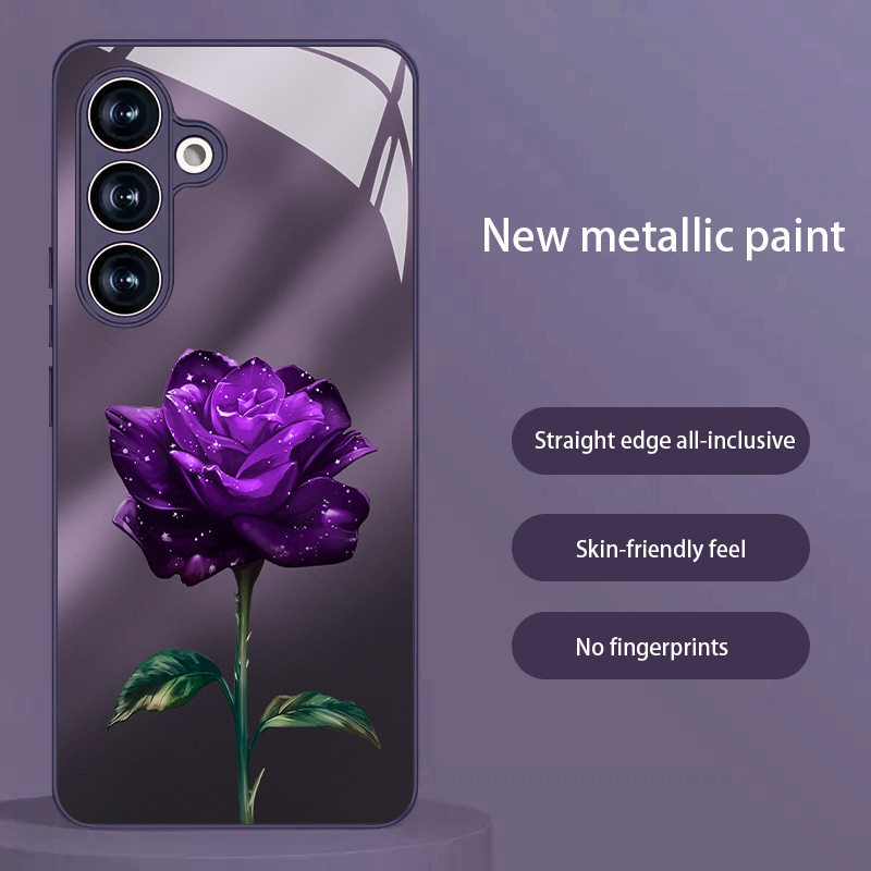 Suitable for Samsung Galaxy S25Fe Mobile Phone Case One Rose Glass Protective Cover S23+/S24Ultra
