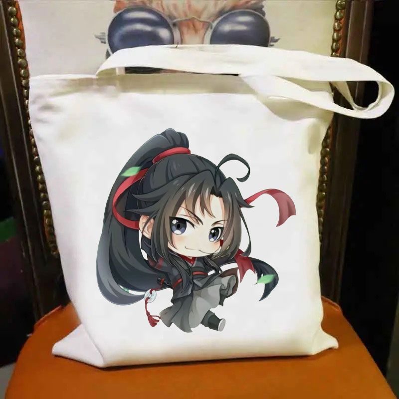 El maestro de magia alrededor de los estudiantes bolsa de lona animada de alta calidad de dibujos animados bolsas de hombro de gran capacidad