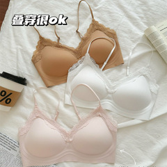 舒服蕾 无痕蕾丝内衣女薄款小胸聚拢果冻条美背心式细肩带文胸罩