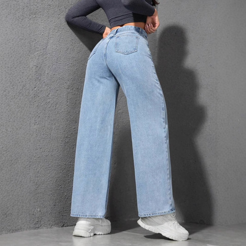 Women's Loose Straight Leg Jeans 2025 Spring Light Wash Ground-Length Denim Pants