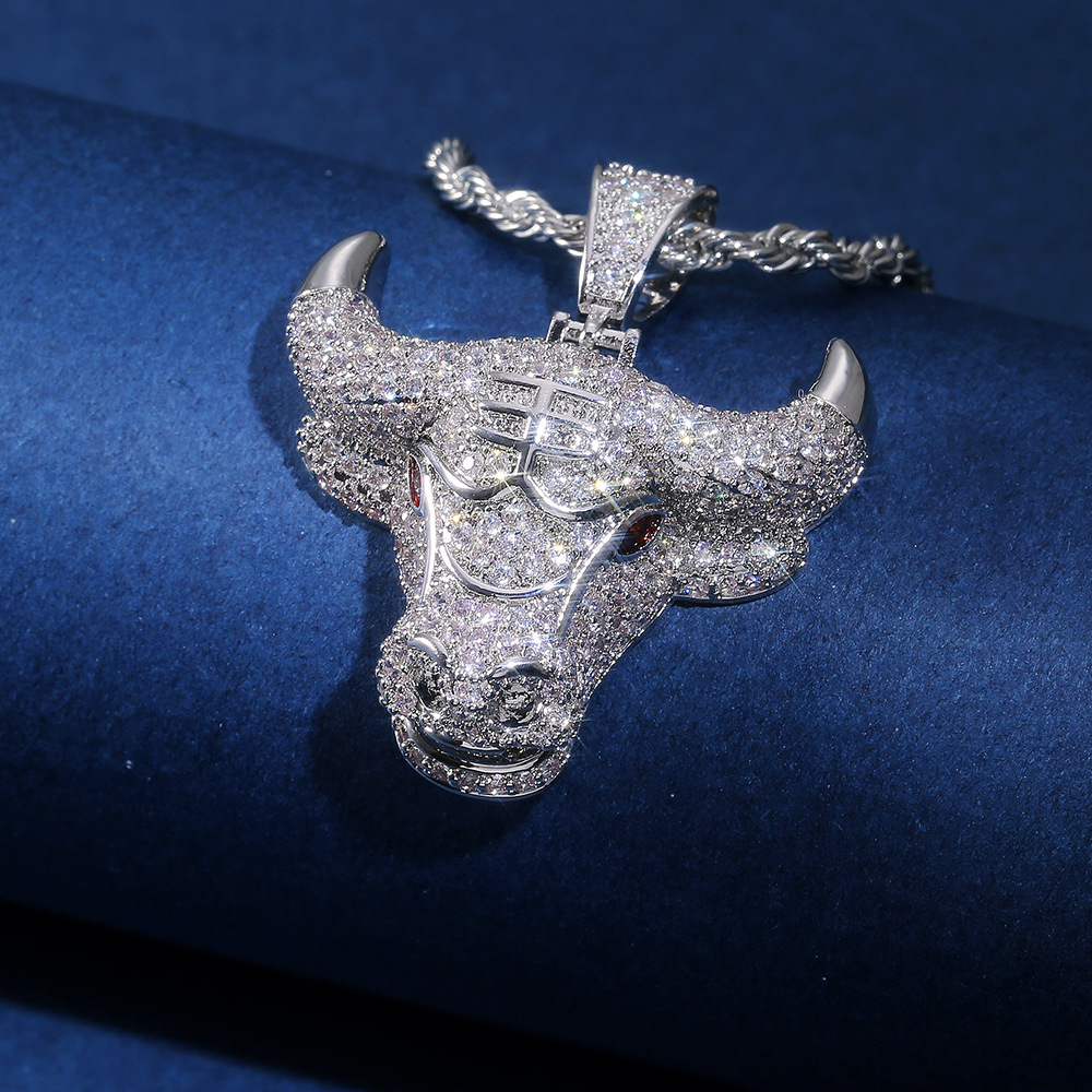 new creative zodiac bull head pendant necklace copper micro-inlaid zircon necklace