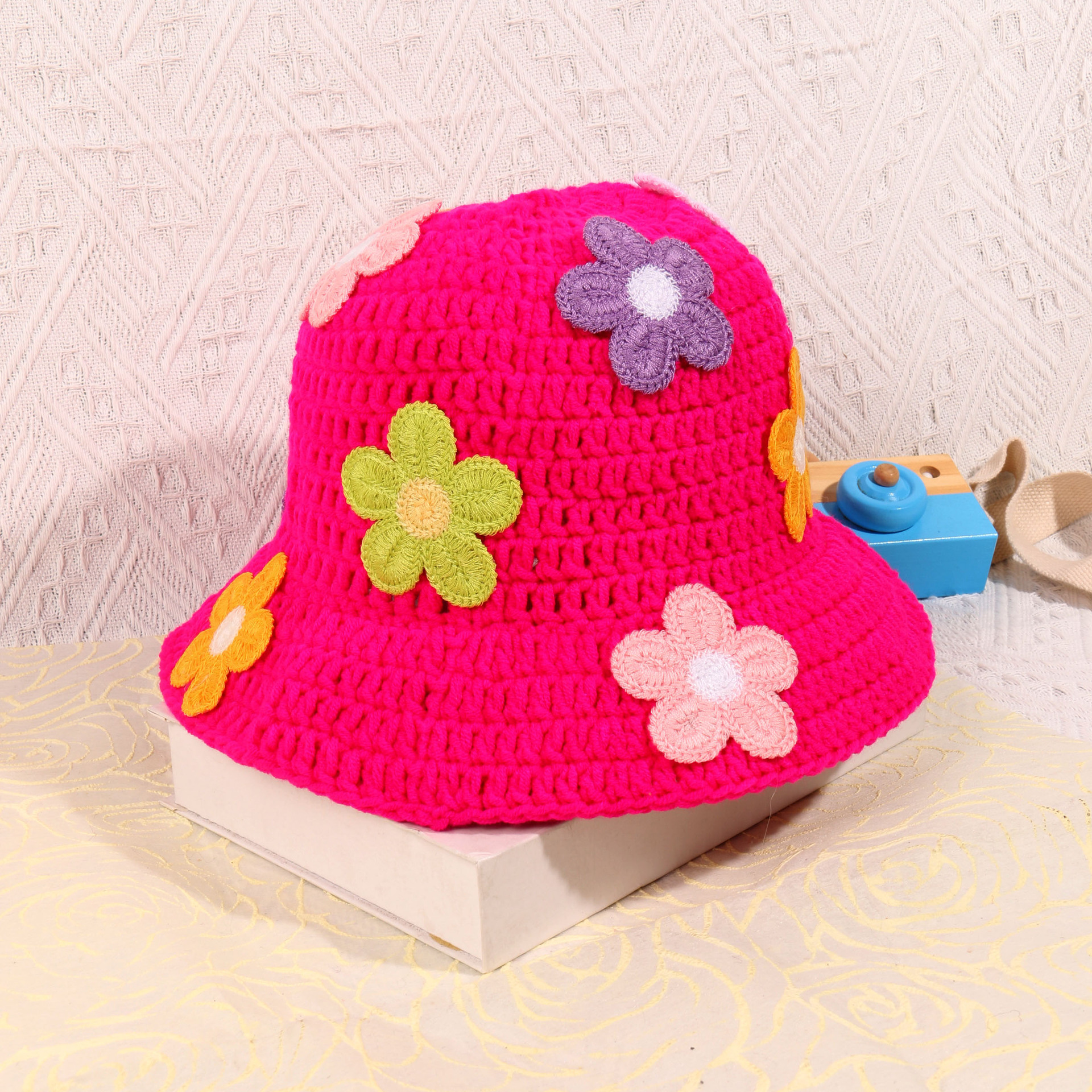 Women's Basic Flower Embroidery Wide Eaves Wool Cap display picture 2