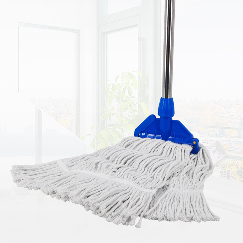 Quilted stainless steel rod commercial cleaning mop wax mop cotton yarn mop head wet and dry dual-use factory wholesale