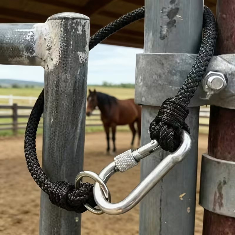 Cross-border equestrian stable door fastener, anti-collision nylon material horse reins, equestrian supplies, woven rope buckle