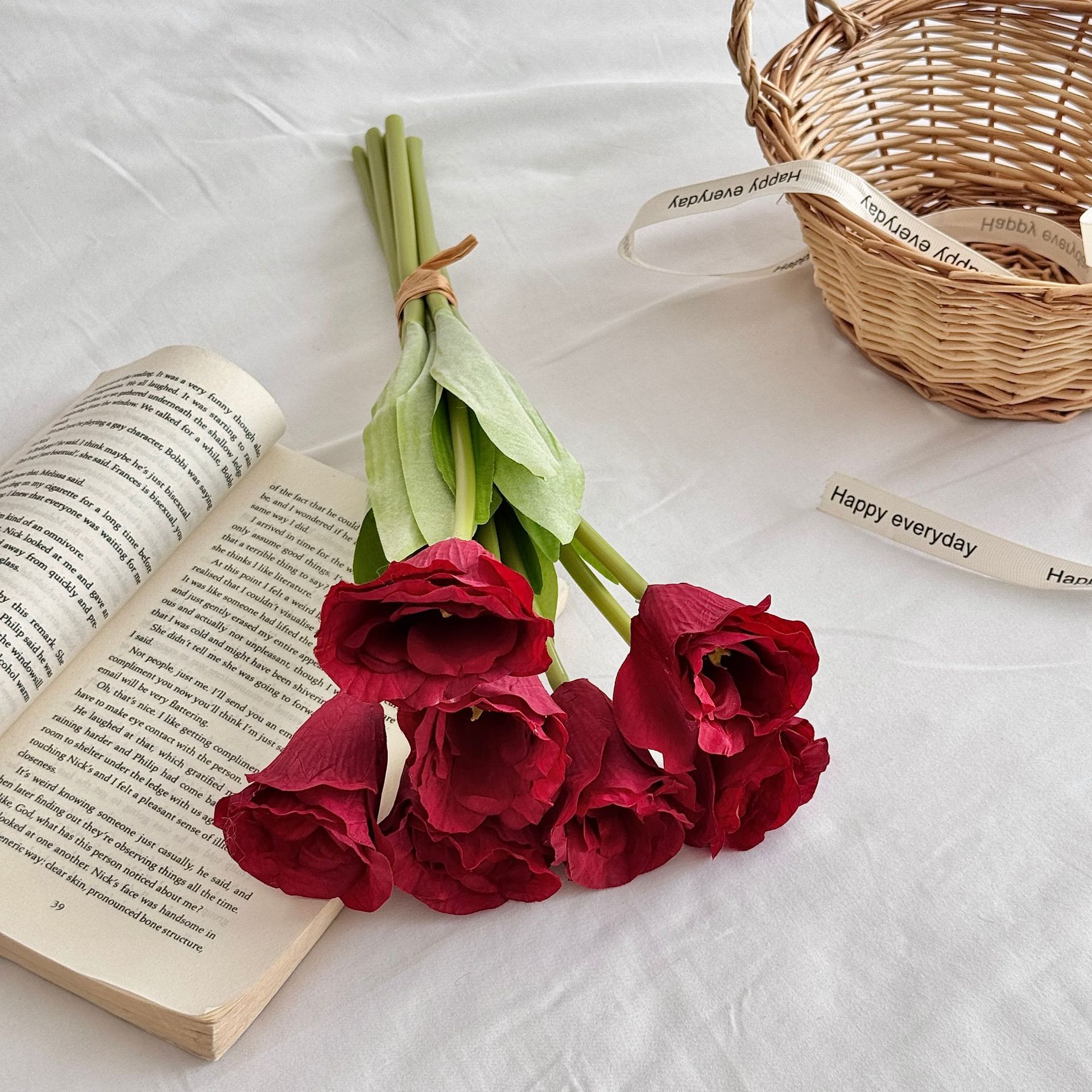 Estilo coreano simple Eustoma flor artificial ramo de mano flor falsa sala de estar mesa decoración del hogar flores accesorios de fotografía