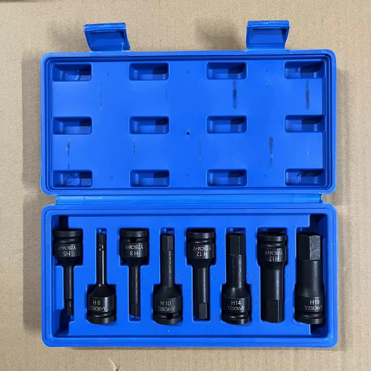 FUENTE fabricante Taiwan pistola de aire hexagonal 1/2 Destornillador hexagonal manga de pistola de aire juego de 8 piezas acero cromo molibdeno