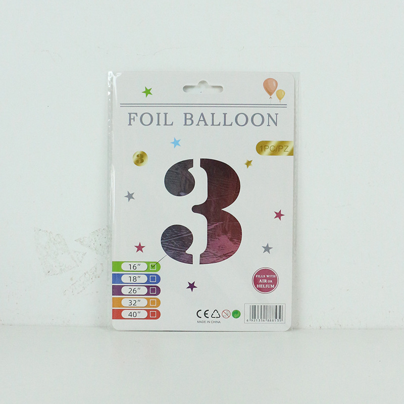 Versión americana cuerpo delgado película de aluminio globo decorativo al por mayor 16 pulgadas embalaje fino Tarjeta de papel digital independiente embalaje papel de aluminio globo