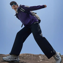 秋冬户外伞兵裤女运动保暖长裤直筒机能裤登山徒步软壳冲锋裤女
