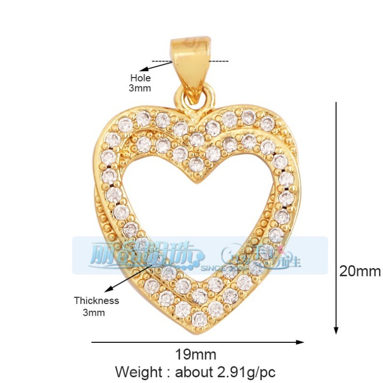 3g Weight Pendant Jewelry Making Type DIY Jewelry Accessories Classification 1 Piece Quantity Copper Material Heart Shape Pattern Hip-Hop, Vintage Style Style 1 Piece Copper Heart Shape Pendant 29